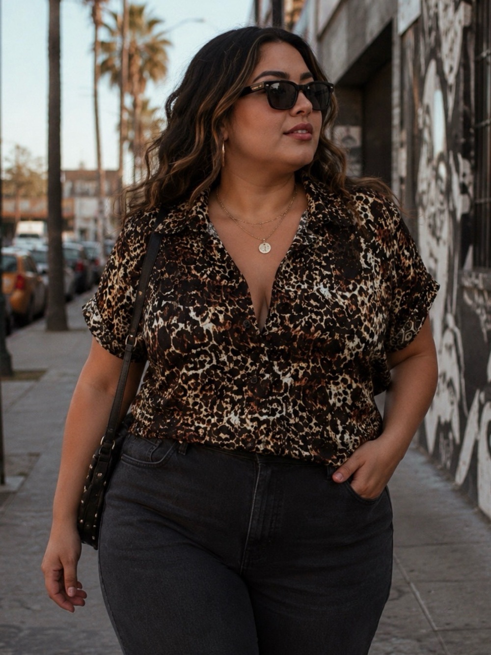 LuLaRoe Brown and Black Leopard Print Button Down Shirt